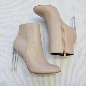NWOT Windsor Sexy Clear High Heel Ankle Boots Bootie Beige Women's 7.5 Zip Up